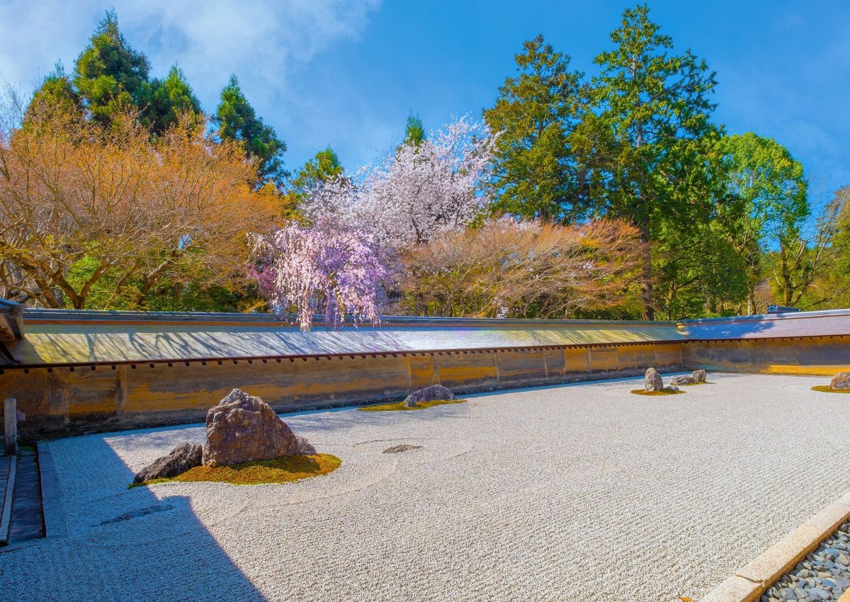 A Ryoan-ji templom zen sziklakertje, Kiotó, Japán