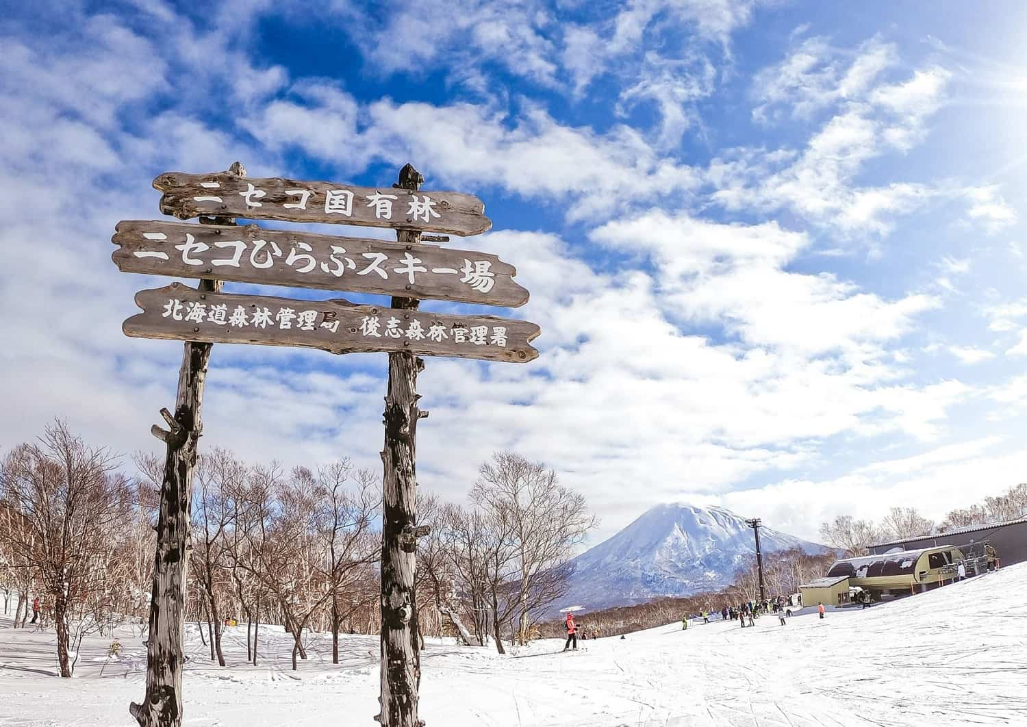 Niseko egy derűs napon, Hokkaido, Japán