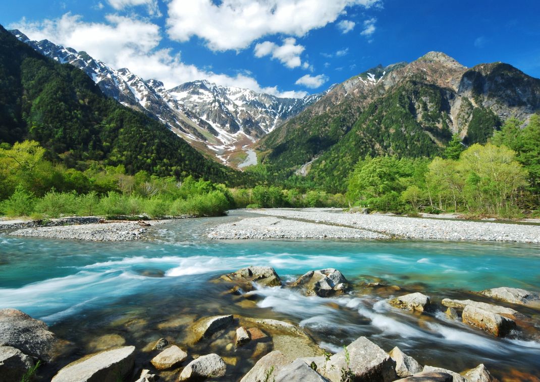 Kamikochi felföld nyáron, Nagano, Japán