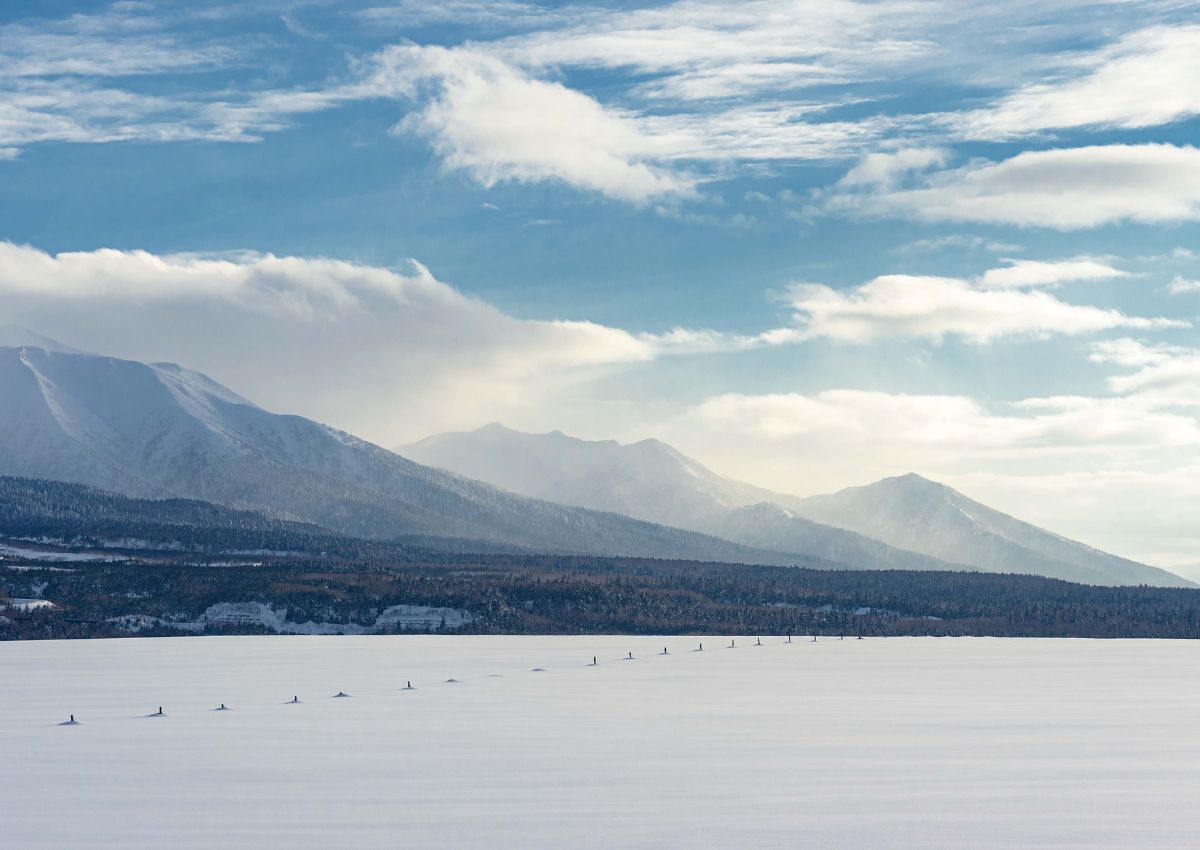 Téli tájkép Biei városából, Hokkaido