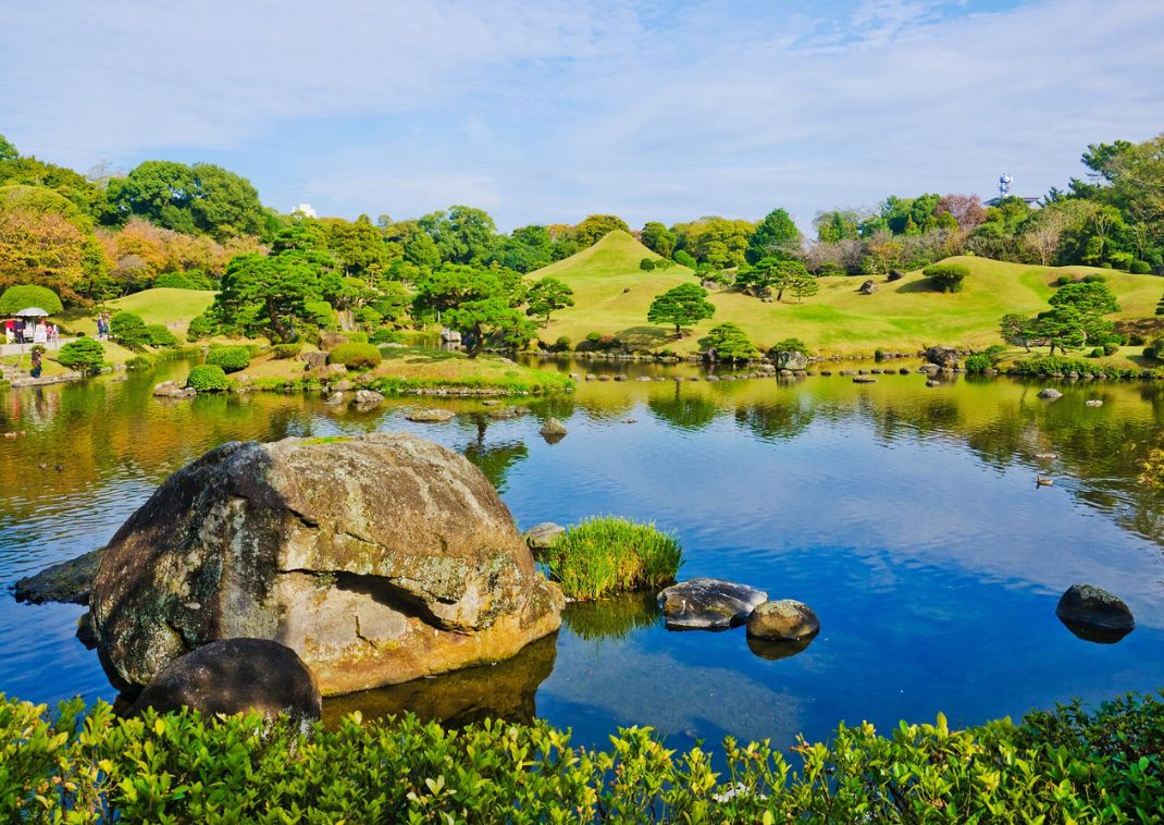 Sétakertek. Suizenji koen, Kumamoto.