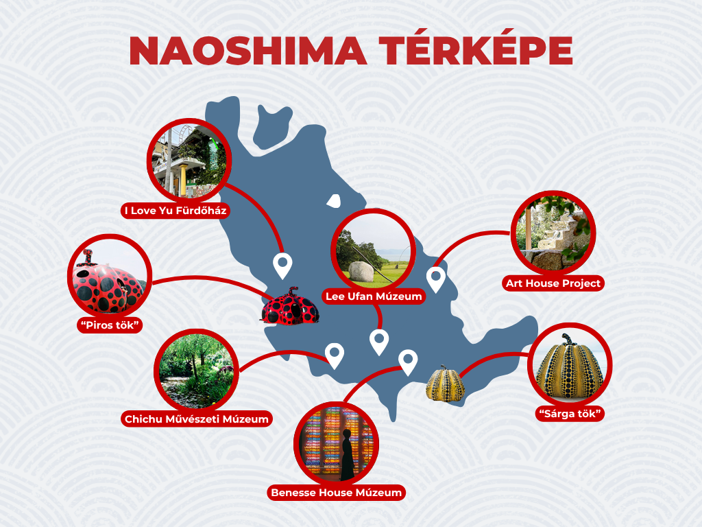 Térkép Naoshima főbb látnivalóival