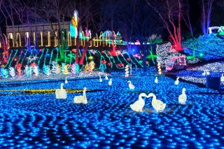 A Doitsu Mura Park téli kivilágításban 