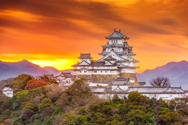 A Himeji várkastély ősszel