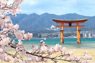 A Miyajima-sziget hatalmas torii kapuja, Japán 