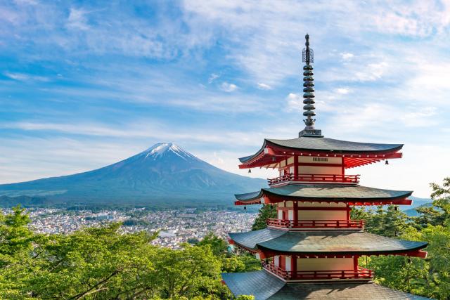 A Chureito pagoda és a Fuji-hegy 