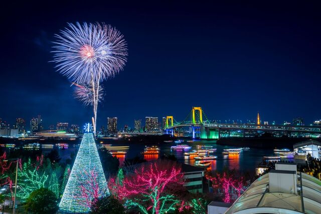 Karácsonyi kivilágítás Odaibán, Tokió 