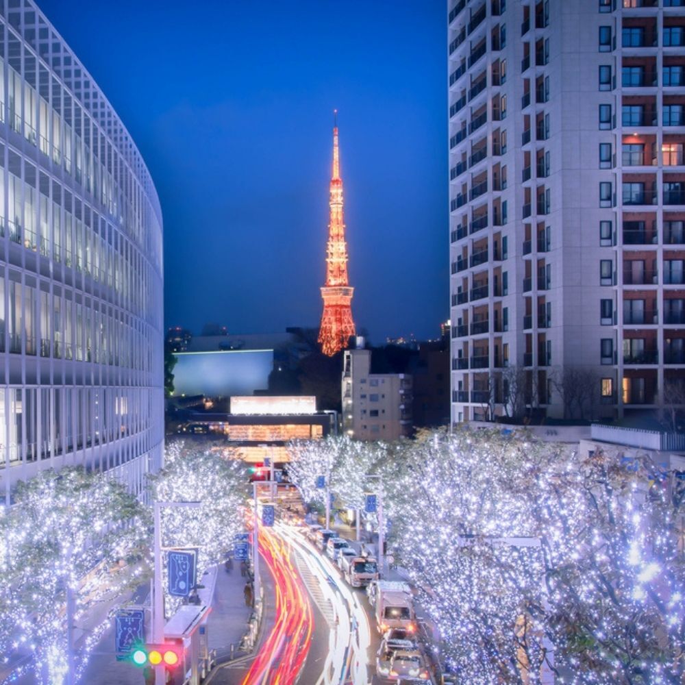 Téli kivilágítás Tokió Roppongi negyedében