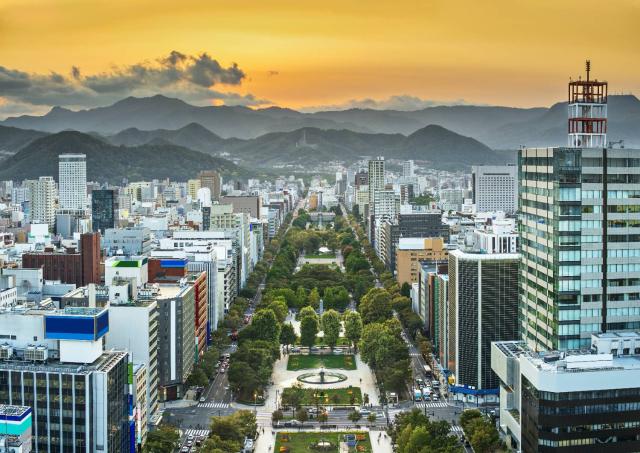 Sapporo és az Odori Park felülről