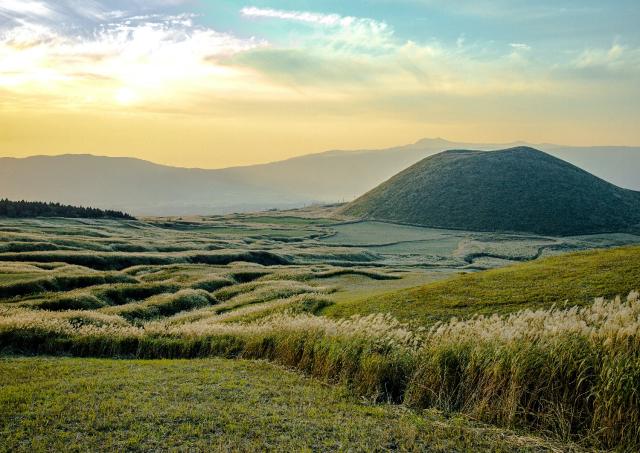 Az Aso-Kuju Nemzeti Park festői kilátása