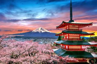 A Chureito Pagoda és a Fuji, Japán