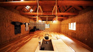 Hagyományos ainu otthon belülről